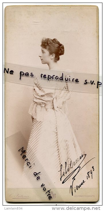 - Grande Photo  Ancienne - Charmante Lili Decrais, En 1893, Photographe De Vienne, Carl Pietzner,  TBE, Scans. - Ancianas (antes De 1900)