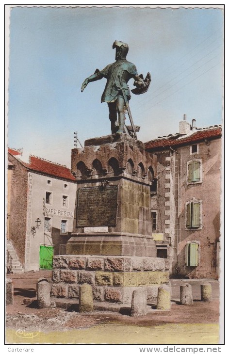 48,lozère,chateauneuf-d E-randon  (altitude 1280m)statue Du Connétable Duguesclin ,café Restaurant - Chateauneuf De Randon