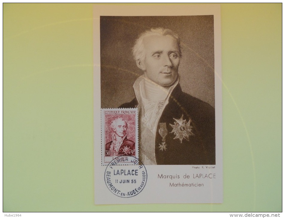 CARTE MAXIMUM CARD MATHEMATICIEN LAPLACE FRANCE RARE - 1950-1959