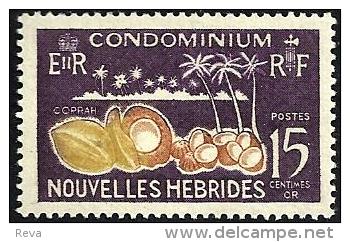 FRANCAISE NEW HEBRIDES PALMS COCANUTS FOOD PART SET OF 1 STAMP 15 CENTIMES MINT 1950(?) SGF113 READ DESCRIPTION !! - Usati