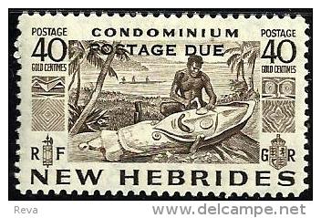 BRITISH NEW HEBRIDES DEFINITIVES LANDSCAPE BOAT O/P POSTAGE DUE 1 STAMP 40CTS ISSUED 1957 MUH SGD14 READ DESCRIPTION !! - Ongebruikt