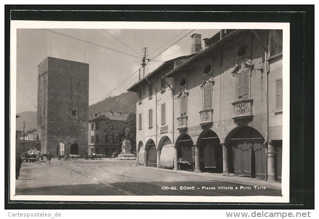 Cartolina Como, Piazza Vittoria E Porta Torre - Como