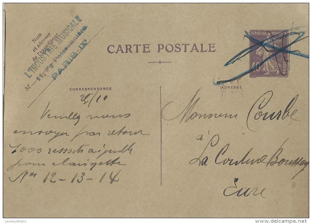 Carte Postale Sans Illustration /Fab. Instrum.  Musique/L'Industrie Musicale /Courbe/La Couture Boussey/Vers1927 PART198 - Autres & Non Classés