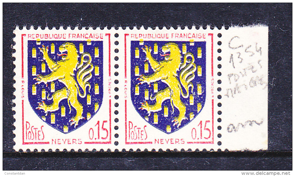 FRANCE N° 1354 0.15 ROUGE BLEU FONCE ET JAUNE LEGENDE MAIGRE NEUF SANS CHARNIERE - Neufs