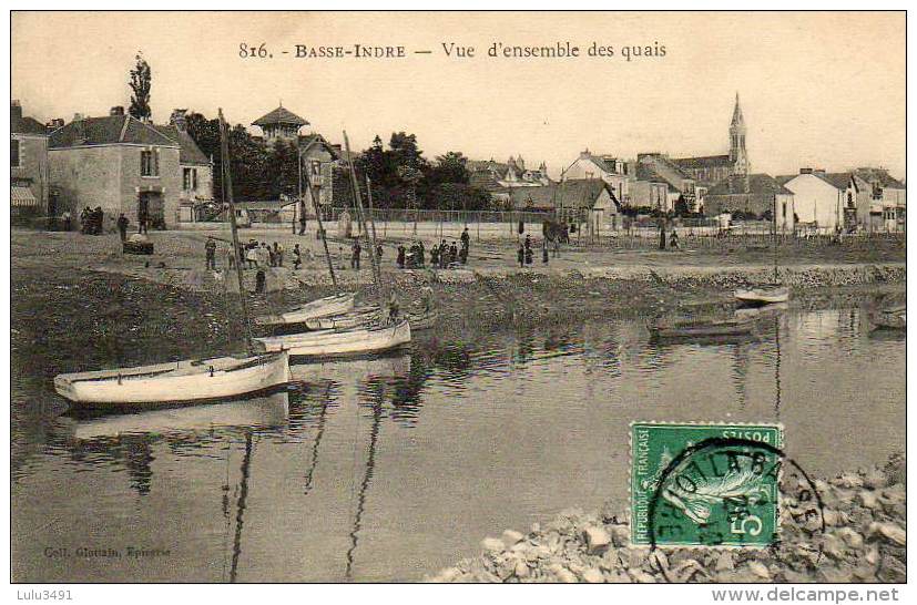 CPA - BASSE-INDRE (44) - Animation Sur Les Quais Et La Promenade - Basse-Indre