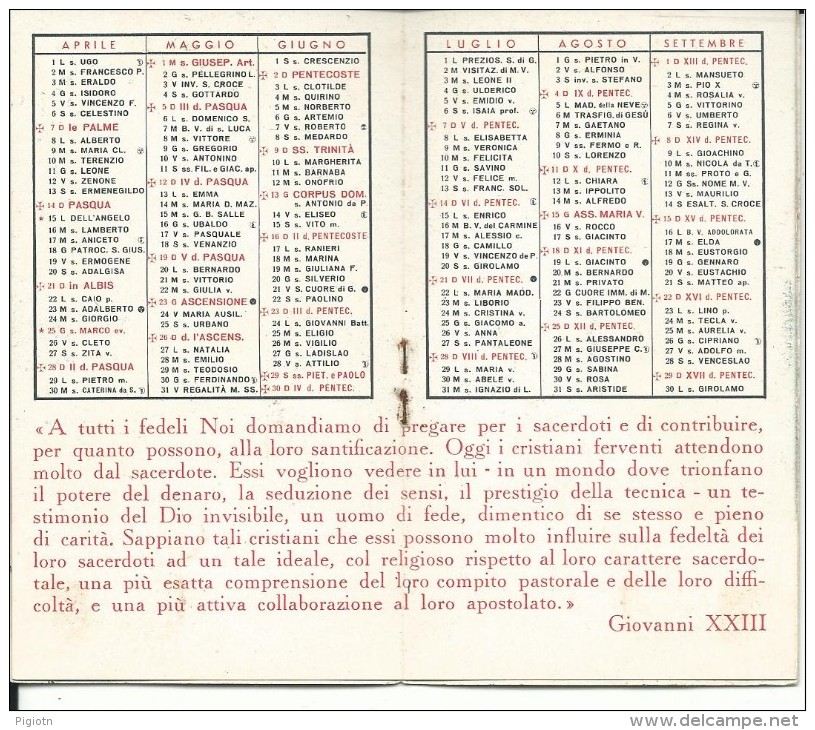 CAL572 - CALENDARIETTO 1963 - L'OPERA DI S. VIGILIO - Petit Format : 1961-70