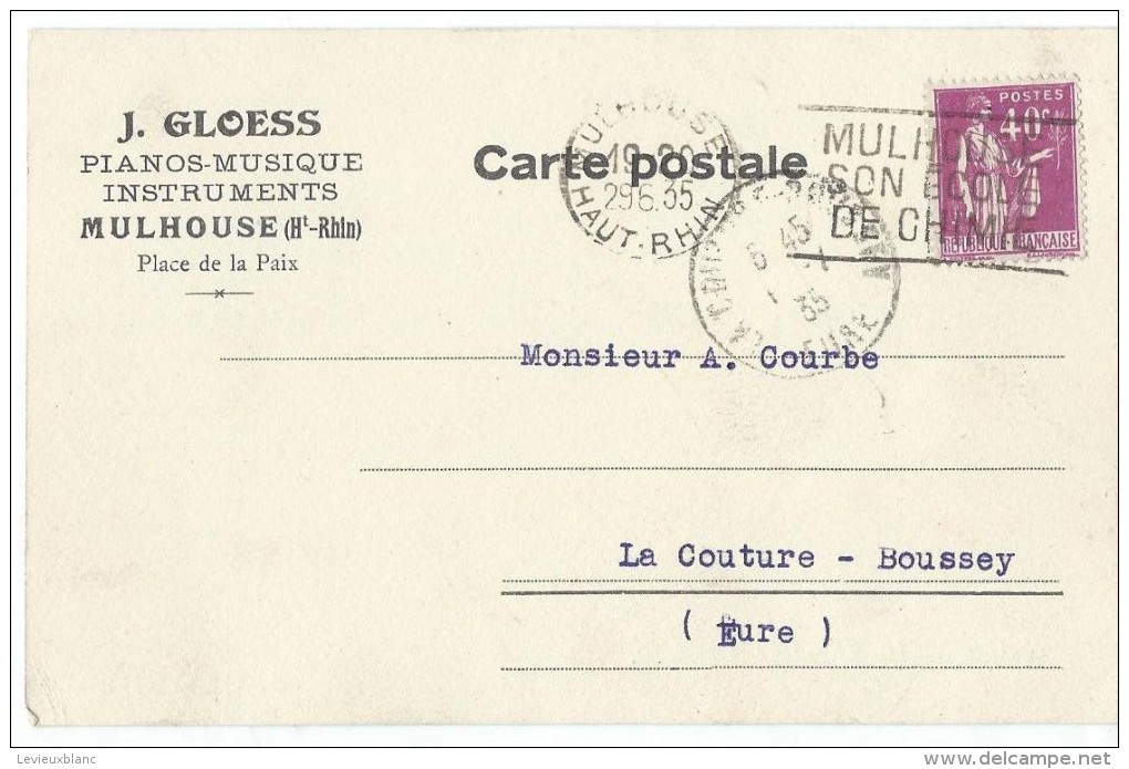 Carte Postale Sans Illustration /Fab. Instrum.  Musique/GLOESS/Mulhouse/Courbe/La Couture Boussey/1935  PART203 - Other & Unclassified