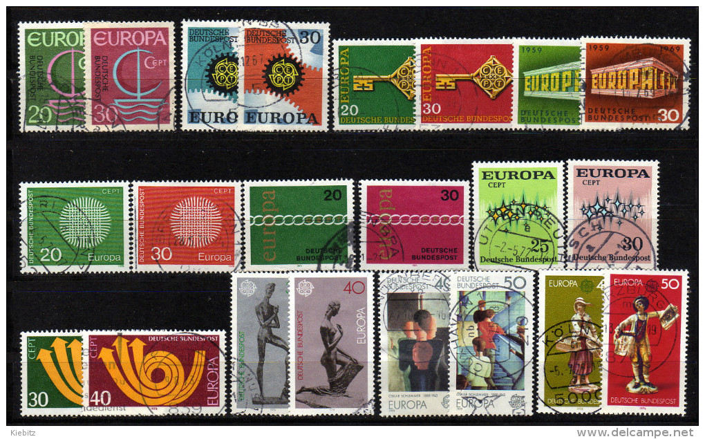 BRD 1966-1975 - Europa CEPT - Komplett 10 Jahre Alle Ausgaben Used - Sammlungen