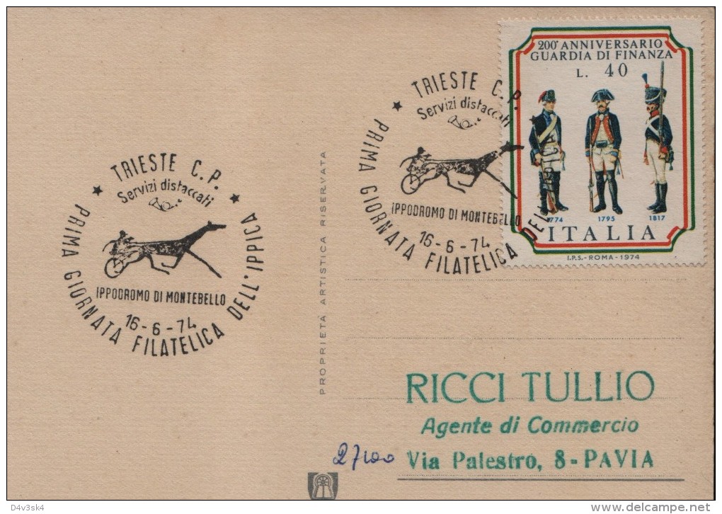 1974 Italia Trieste Ippica Trotto Ippodromo Montebello Horse Harness Racing Cheval Trot Cavallo Caballo Hippique - Horses