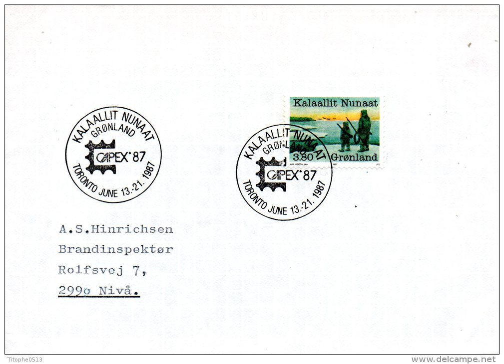 GROENLAND. Enveloppe Ayant Circulé En 1987. Capex´87. - Philatelic Exhibitions