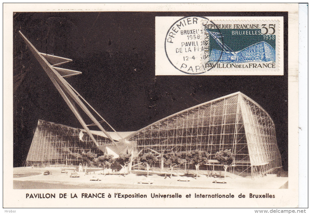 Exposition Bruxelles, Carte Maximum N 1156, Pavillon De France - 1958 – Brüssel (Belgien)