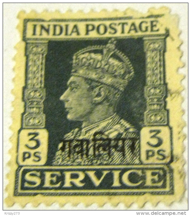 India 1939 King George VI Service Gwalior 3p - Used - Gwalior