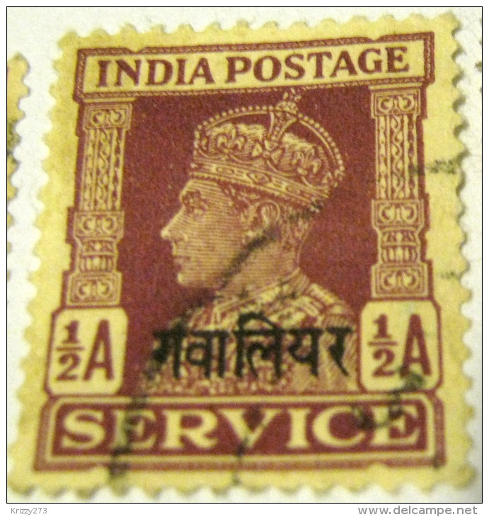 India 1939 King George VI Service Gwalior 0.5a - Used - Gwalior