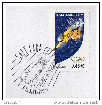 Enveloppe FDC Timbre France Obl Albertville 26.1.2002 JO SALT LAKE CITY Bobsleigh Bobsled Jeux Olympiques Sport D'hiver - Inverno2002: Salt Lake City