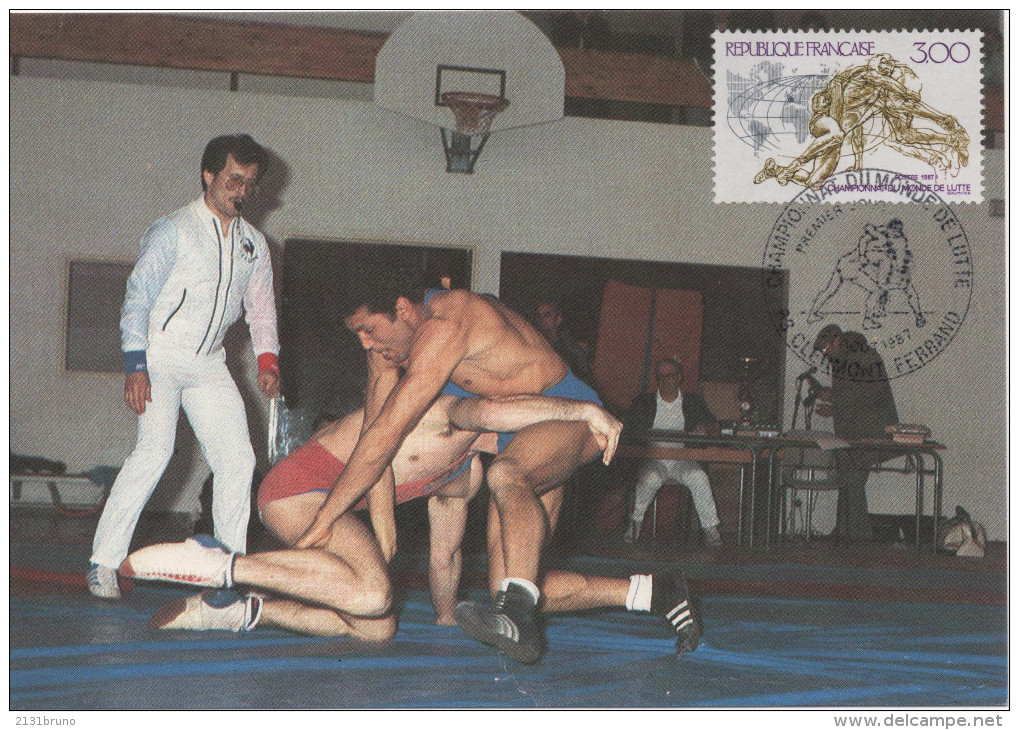 CP  PREMIER JOUR LUTTE 1987 Championnat Du Monde RARE - Lutte