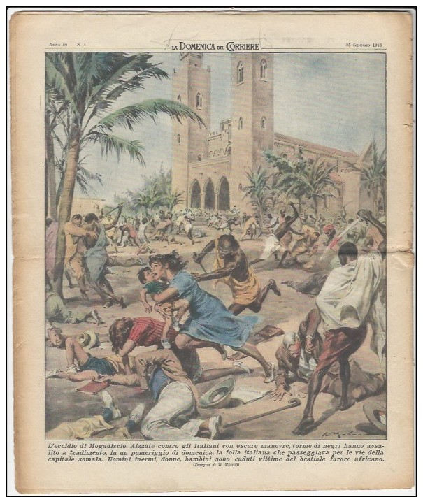 1948 Italian Mag.  Mahatma Gandhi S Fasting + Bloody Attack To Italians At Muqdisho Mogadishu  Soomaaliya Somalia LITHO. - Vor 1900