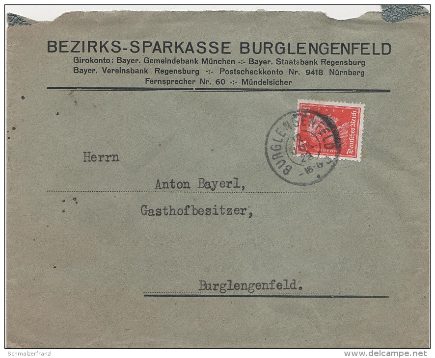 Briefumschlag Brief Deutsches Reich 1928 ? Bezirks Sparkasse Burglengenfeld Anton Bayerl Briefmarke Kant 15 Pfennig - Briefe U. Dokumente