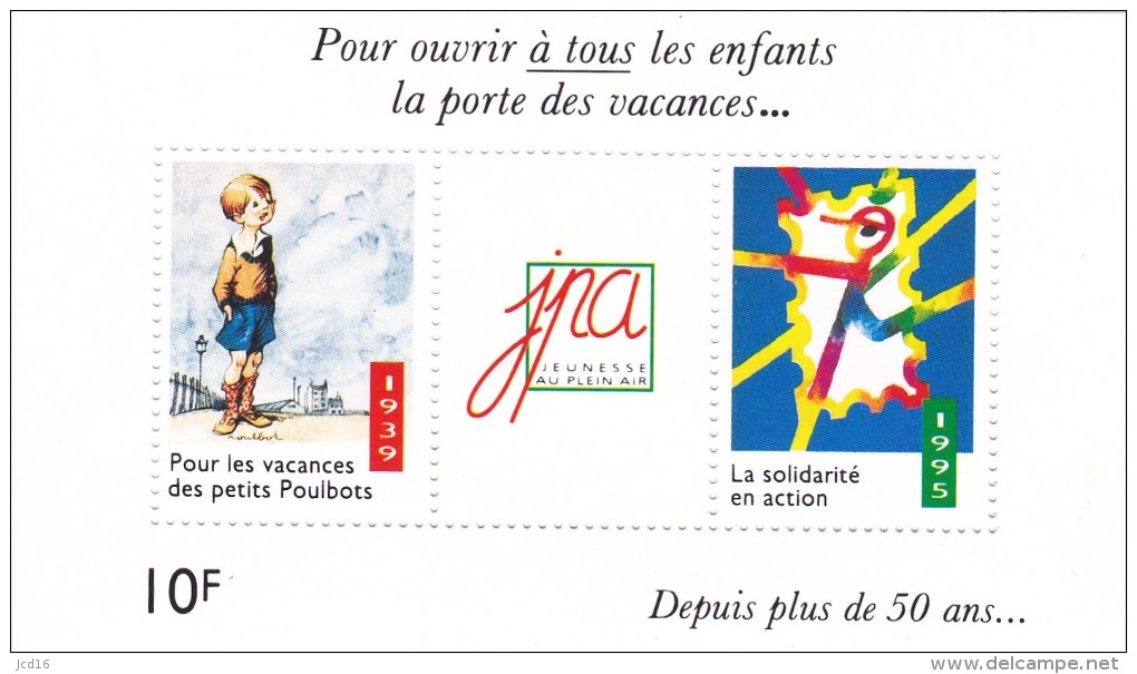 FRANCE BLOC JPA Pour Les Vacances Des Petits Poulbots1939  La Solidarité En Action 1995 Jeunesse Plein Air Neuf ** - Blokken & Postzegelboekjes