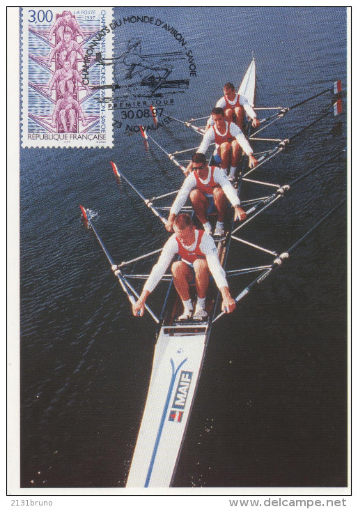 OBLITERATION  PREMIER JOUR CHAMPIONNAT DU MONDE 1997 QUATRE DE COUPLE FRANCE - Rowing