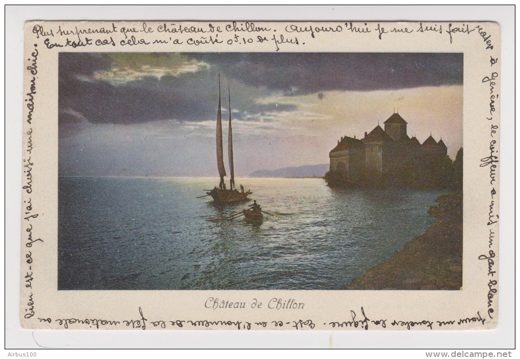 SUISSE - CHÂTEAU DE CHILLON - 14 JUILLET 1911 - CHARNAUX FRERES - 2 Scans - - Autres & Non Classés