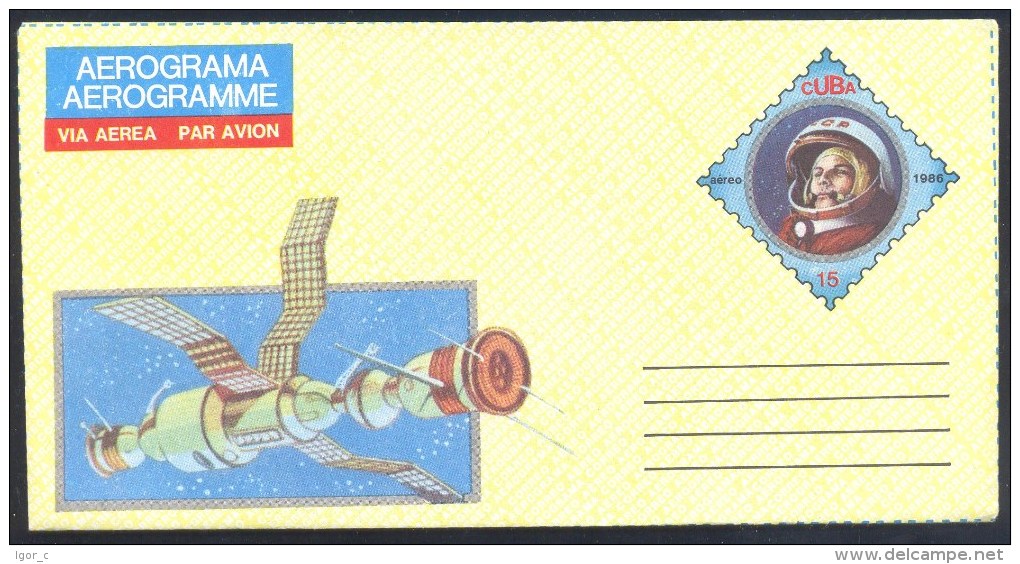 Cuba 1988 PS Aerograme: Space Weltraum; Astronaut Cosmonaut; Apollo - Soyuz Joint Mission - Nordamerika