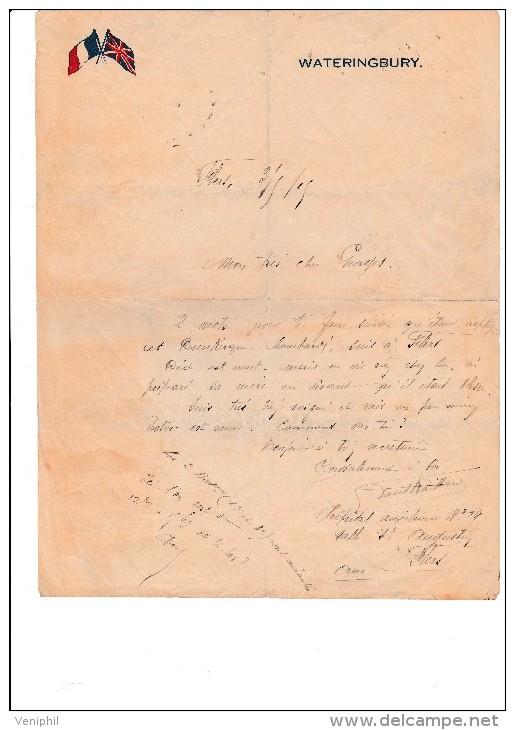 LETTRE D'UN SOLDAT BLESSE -HOPITAL AUXILIAIRE N° 29 A FLERS -ORNE  1915 - 1914-18