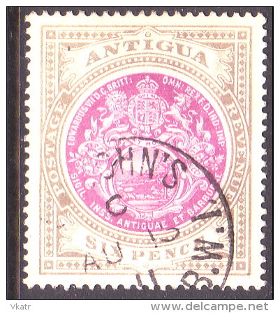 Antigua 1911 SG #48 6d VF Used Wmk Mult. Crown CA CV £40 - 1858-1960 Crown Colony