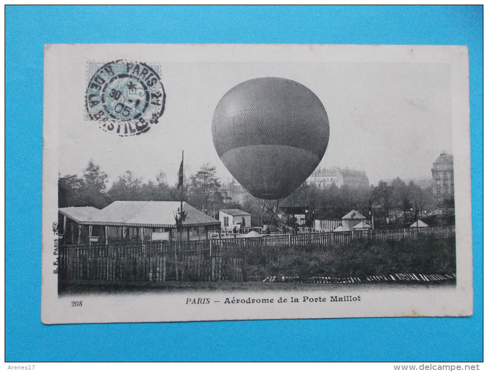 75 : AERODROME De La PORTE MAILLOT : DEPART D'un BALLON: C.P.A., Carte En Trés Bon état  Animée - Flugwesen