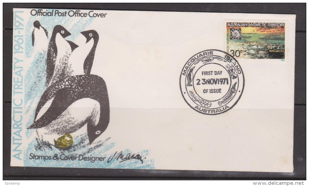 Australian Antarctic Territory 1971 Treaty 30c On Unaddressed Macquarie Base FDC - Other & Unclassified