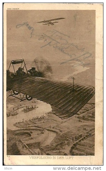 Postcard Aviation RA001816 - Michael Zeno Diemer: Verfolgung In Der Luft - 1914-1918: 1. Weltkrieg