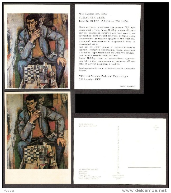Chess Schach Echecs Ajedrez 1961 And 1997 Germany MNH 2 Postcards "Chess Player" W.Neubert Painting - Chess