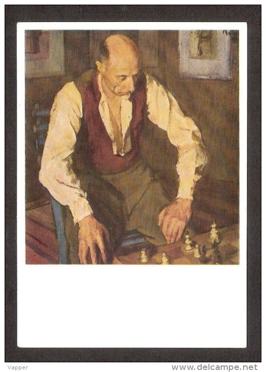 Chess Schach Echecs Ajedrez 1961 USSR MNH Postcard  "Chessplayer" K.Baba Romanian Painter - Chess