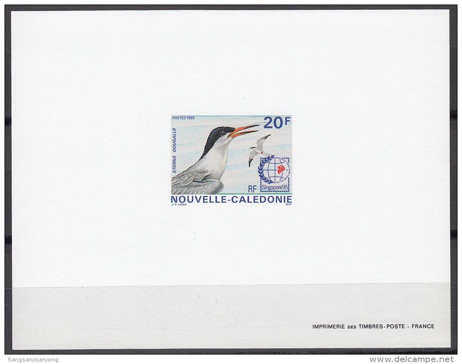 New Caledonia Sc720 Sea Bird, Oiseau, Roseate Tern, Singapore 95, Deluxe Proof, Epreuve - Marine Web-footed Birds