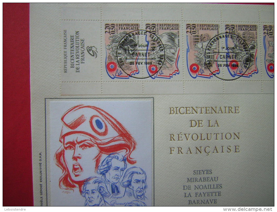 GRANDE ENVELOPPE N° 6763  1er JOUR CARNET  1989  BICENTENAIRE DE LA REVOLUTION FRANCAISE  SERIE PERSONNAGE CELEBRES - Commémoratifs