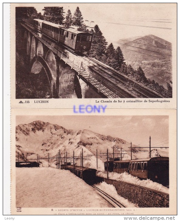 2   CPSM 9X14   De LUCHON  (31) -   SUPERBAGNERES - Train à Crémaillère Dans La Neige - - Luchon