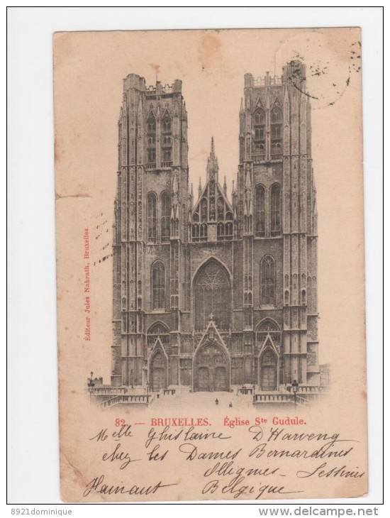 Bruxelles - Eglise Ste Gudule - Circulé De Lessines Juin 1900 - Koekelberg