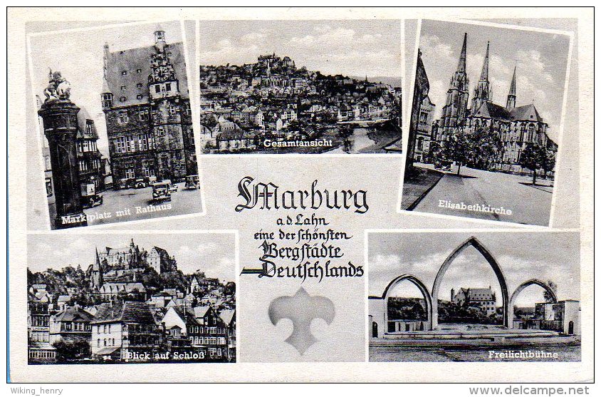 Marburg - S/w Mehrbildkarte 13 - Marburg