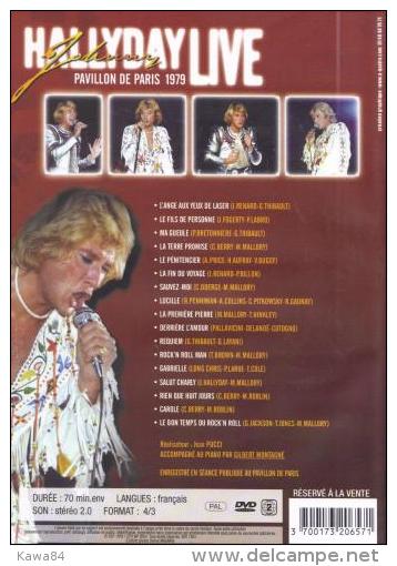 D-V-D Johnny Hallyday  "  Pavillon De Paris 1979  " - Muziek DVD's