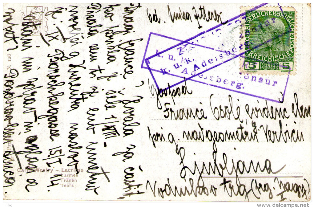 Austria,Zensuriert KuK,art, PPC,sent To Ljubljana:15.01.1914 ,as Scan - Levante-Marken