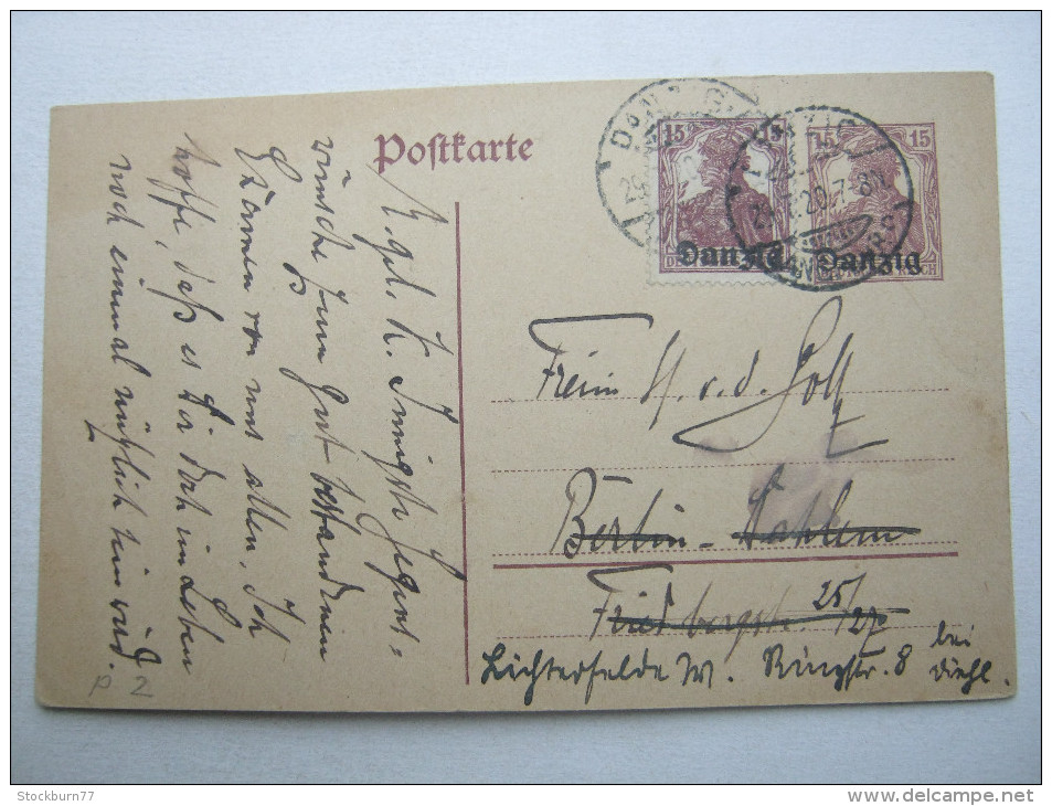 1920, Danzig , Karte Mit   Viel Text - Entiers Postaux