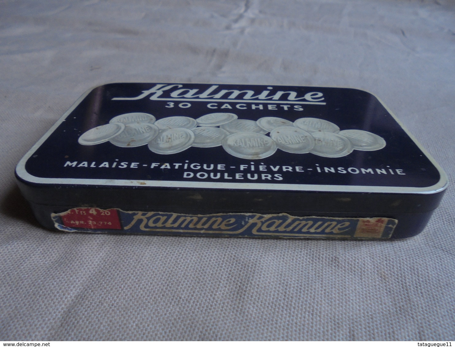 Ancien - Boite En Fer 30 Cachets "KALMINE P. METADIER Tours FRANCE" - Scatole