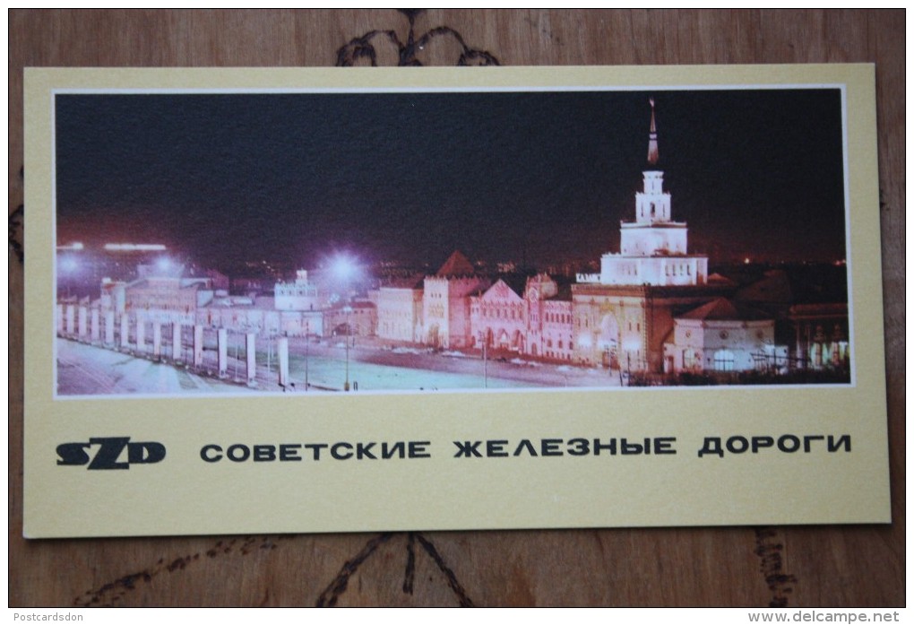 Postcard Moscow Komsomolskaya Square -  Kazansky Railway Station - Bahnhof -  Old USSR PC From "SOVIET RAILWAY ROADS - Bahnhöfe Ohne Züge