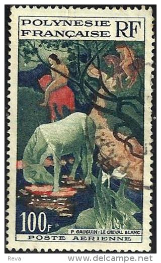 POLYNESIE FRANCAISE GAUGHIN PAINTING HORSE WOMAN 100 FR STAMP ISSUED 1970's(?) SG15 USED READ DESCRIPTION !! - Oblitérés