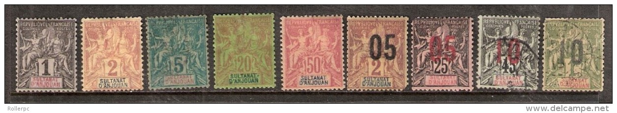 011313 Sc 1,2,4,9,16,20,24 [M.HINGED] & 27,30 [USED]  SMALL THIN ON Sc20 &24 - ANLOUAN - COMORO ISLANDS - Brieven En Documenten