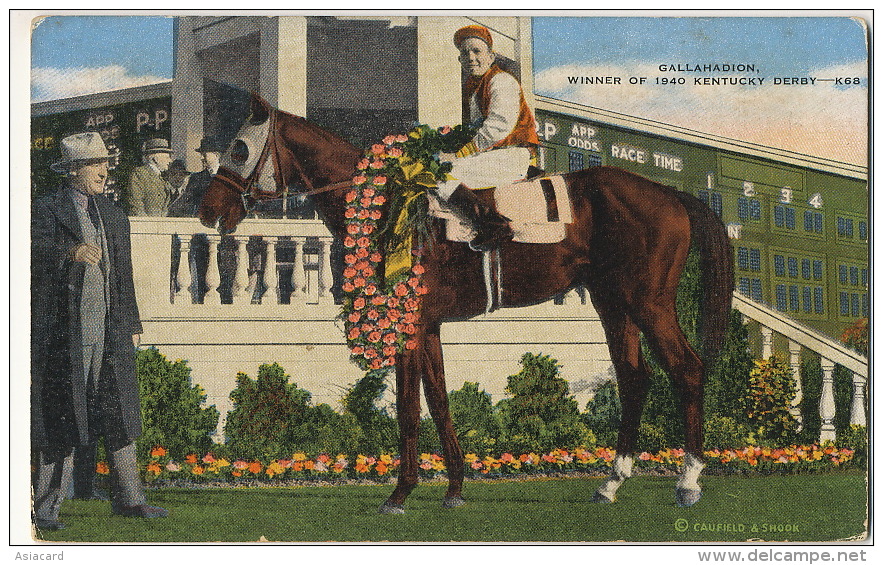 Gallahadion Bred By Mrs Ethel V. Mars In Clark County Horse Race Hippisme Winner Of The May 4, 1940 Kentucky Derby - Sonstige & Ohne Zuordnung