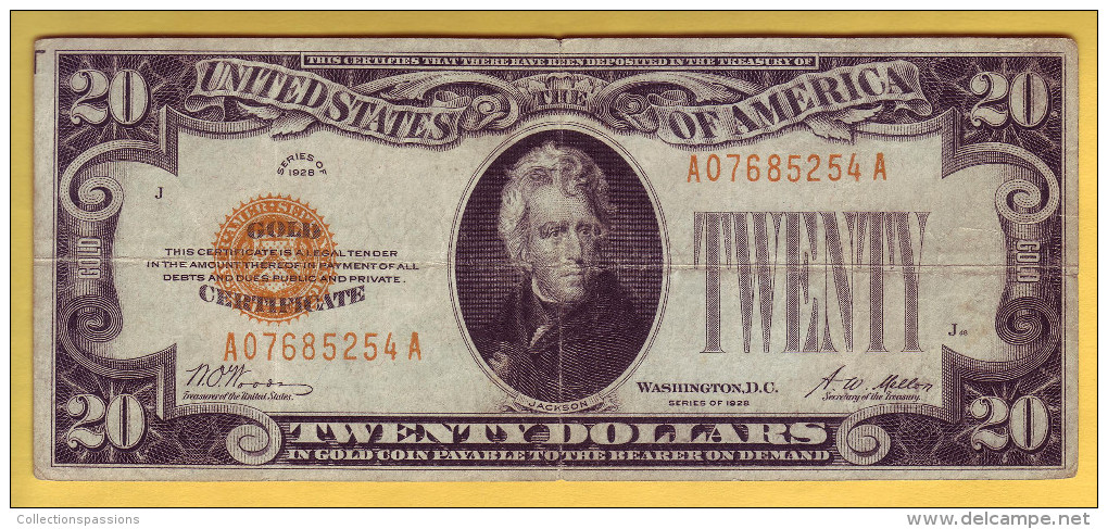 USA - Billet De 20 Dollars. GOLD CERTIFICATS. 1928. Pick: 401. TB+ - Gold Certificates (1928)