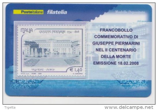 2008 - ITALIA -  TESSERA FILATELICA   "CENTENARIO DELLA MORTE DI GIUSEPPE PIERMARINI" - Cartes Philatéliques
