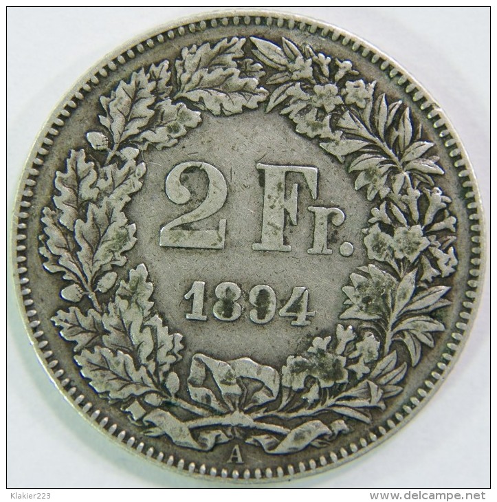 Suisse Switzerland 2 Francs 1894 - Autres & Non Classés