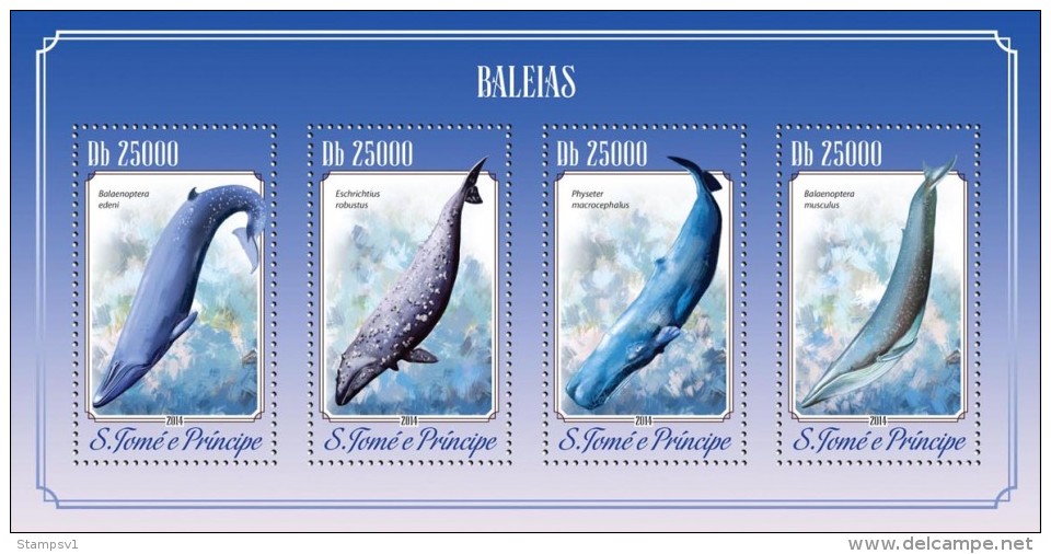 S. Tome&Principe. 2014 Whales. (519a) - Baleines