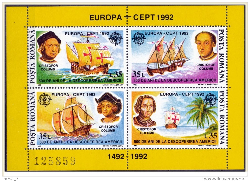 Romania - 1992 - Nuovo/new - Europa CEPT - Mi Block 271 - Unused Stamps